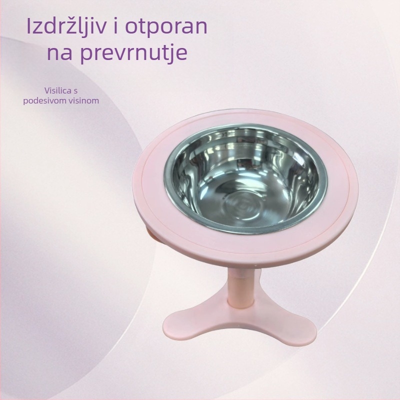 Set zdjela za sporo hranjenje pasa i mačaka — protiv prevrnuća, uključuje držač zdjele, posude od nehrđajućeg čelika, ploče sporog hranjenja, trokutasti stalak