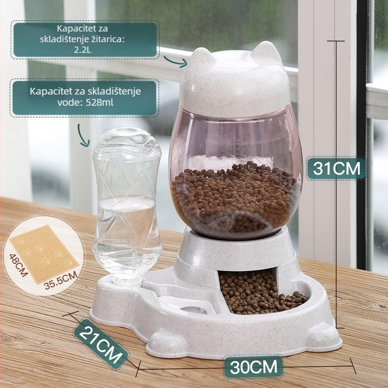 Aibang automatska hranilica za mačke s dispenzerom vode – nije uvezeno, kompatibilno s akvarijem