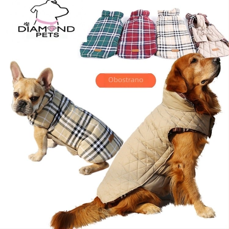 DogLemi jakna za kućne ljubimce — vodootporna, dvostrano karirani dizajn, unisex, materijal: poliester + TC, stil: engleski