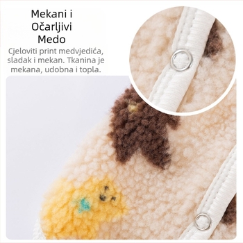 Jesen-zimska vesta za mačke i pse, trobojni medvjeđi stil od ovčje vune, plišasti flis