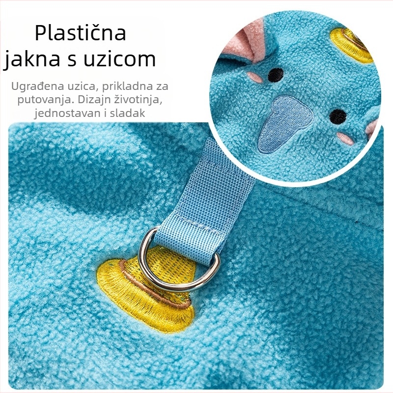 Jesensko-zimska jaknica za pse sa siluetom životinje, polar fleece, karikaturni stil, odjeća za kućne ljubimce u teddy bear stilu