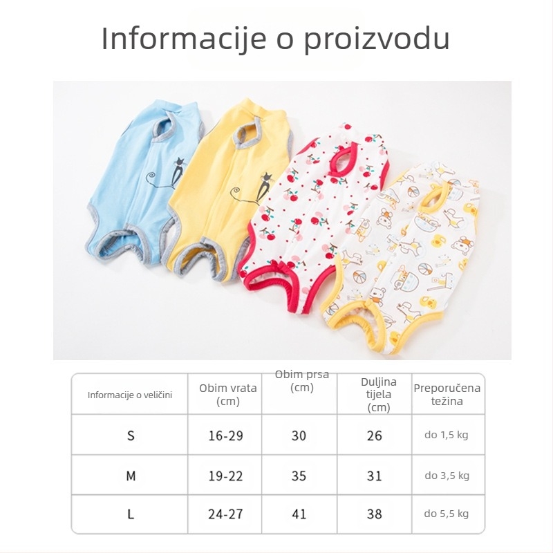 Odjeća za kućne ljubimce – anti-lizanje sterilizacijski haljina za mačke, tanak materijal, ležerni stil