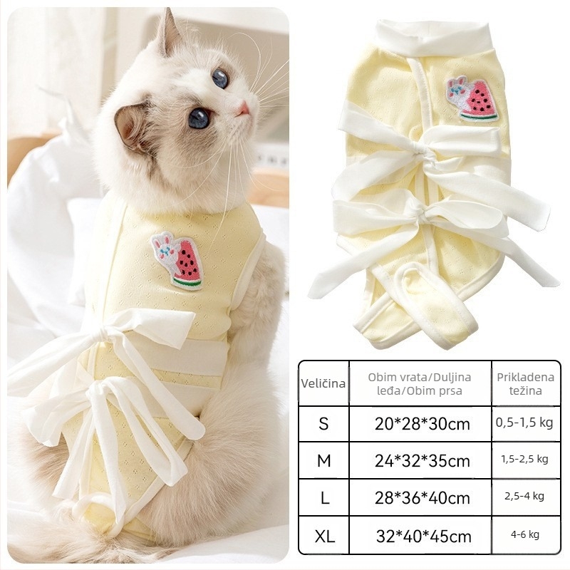 Odjeća za kućne ljubimce – anti-lizanje sterilizacijski haljina za mačke, tanak materijal, ležerni stil