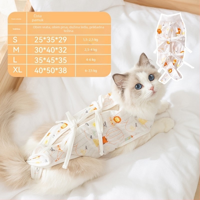 Odjeća za kućne ljubimce – anti-lizanje sterilizacijski haljina za mačke, tanak materijal, ležerni stil