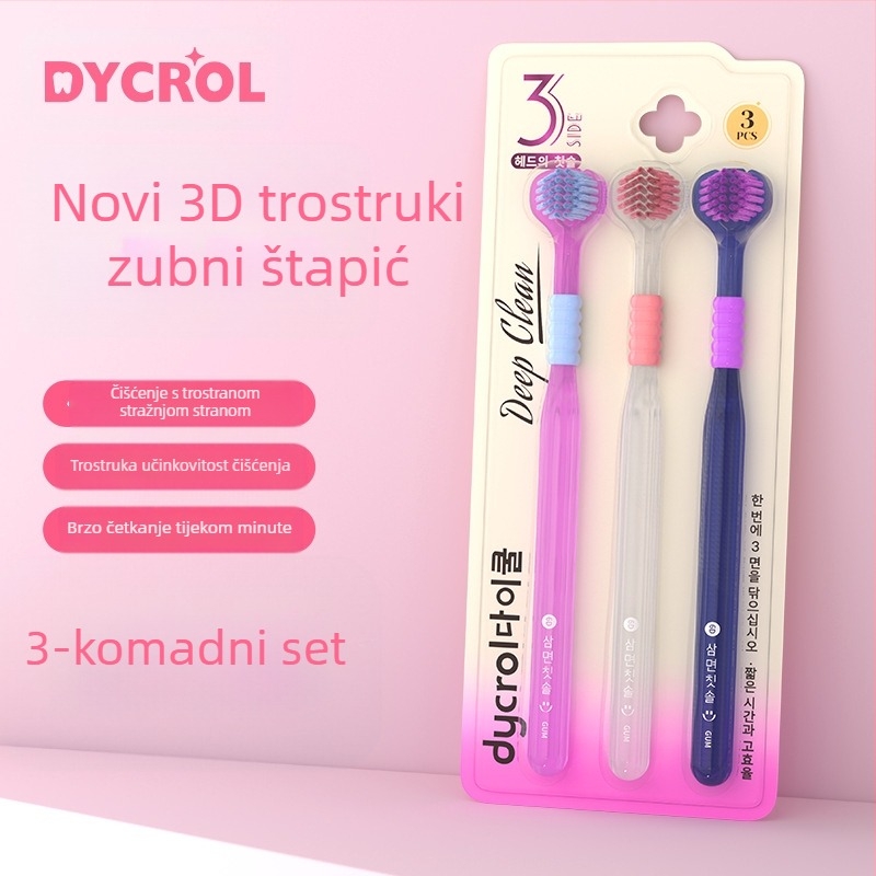 Trostruka četkica za zube za odrasle s zaštitom desni i mekanim vlaknima | Banner/Benoy marka | Ručna četkica