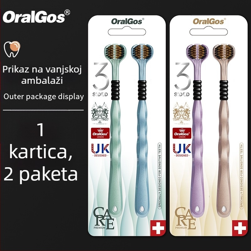 Trostruka četkica za zube za odrasle s zaštitom desni i mekanim vlaknima | Banner/Benoy marka | Ručna četkica