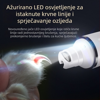 Električna pila za nokte za kućne ljubimce s LED svjetlom – visoke snage, za pse i mačke