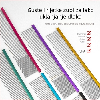 Tanizaki Češalj za kućne ljubimce, nehrđajući čelik, široka drška, uklanjanje otpale dlake
