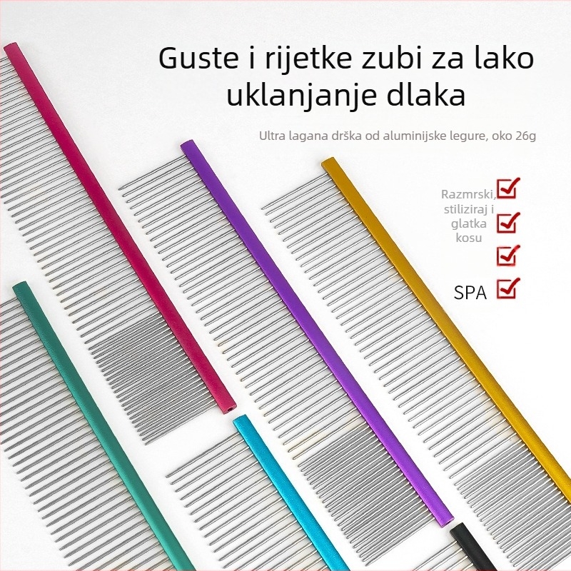 Tanizaki Češalj za kućne ljubimce, nehrđajući čelik, široka drška, uklanjanje otpale dlake