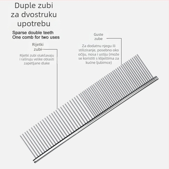 Senwei metalni češalj za dlaku kućnih ljubimaca, gust dvostruki zubi dizajn za raščepljavanje čvorova i uklanjanje dlaka, za pse i mačke