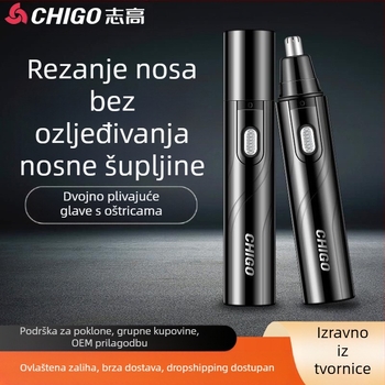 Chigo trimer za nosne dlačice, s izvadljivom i perivom glavom, punjivi model CX-ZD2, ugrađena baterija 300–500 mAh, ABS materijal