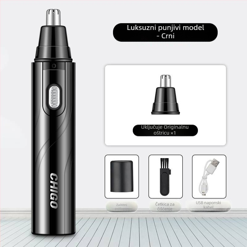 Chigo trimer za nosne dlačice, s izvadljivom i perivom glavom, punjivi model CX-ZD2, ugrađena baterija 300–500 mAh, ABS materijal