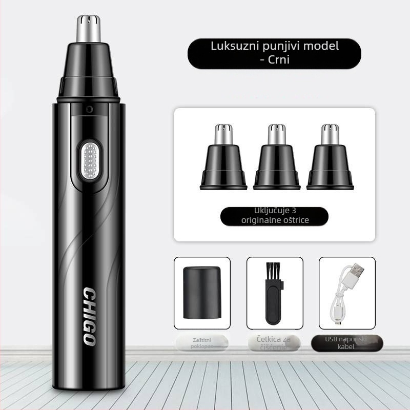 Chigo trimer za nosne dlačice, s izvadljivom i perivom glavom, punjivi model CX-ZD2, ugrađena baterija 300–500 mAh, ABS materijal