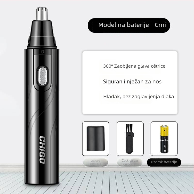 Chigo trimer za nosne dlačice, s izvadljivom i perivom glavom, punjivi model CX-ZD2, ugrađena baterija 300–500 mAh, ABS materijal