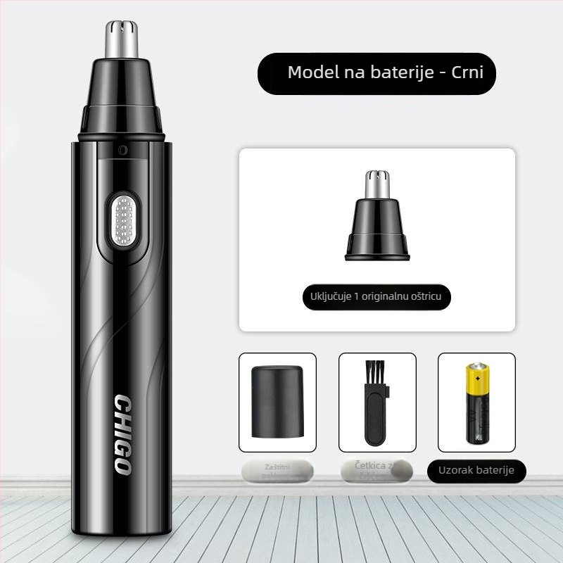 Chigo trimer za nosne dlačice, s izvadljivom i perivom glavom, punjivi model CX-ZD2, ugrađena baterija 300–500 mAh, ABS materijal