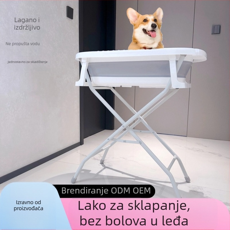 Sklopiva kada za kućne ljubimce za pse s željeznim okvirom i odvodnom cijevi