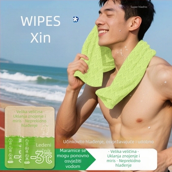 Hlađenje vlažnih maramica za sport i vanjsku upotrebu, netkani materijal, 100D vlakno, ispisni proces, unisex ručnik/ručnik za lice