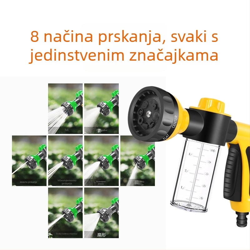 BY-471 Pištolj za pranje autom s 8 načini raspršivanja, plastično kućište, tlak vode 1, domet ubrizgavanja 10 m