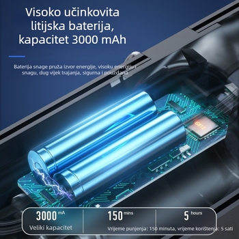 Električna mašinica za podrezivanje golih glava s brushless motorom, nožice od nehrđajućeg čelika, ugrađena baterija 3000mAh, vrijeme punjenja 5 sati, radni vijek 1–3 sata