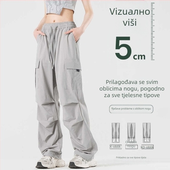 Unisex ljetne sportske hlače od tankog ice silk materijala, s velikim džepovima, brzo se suše