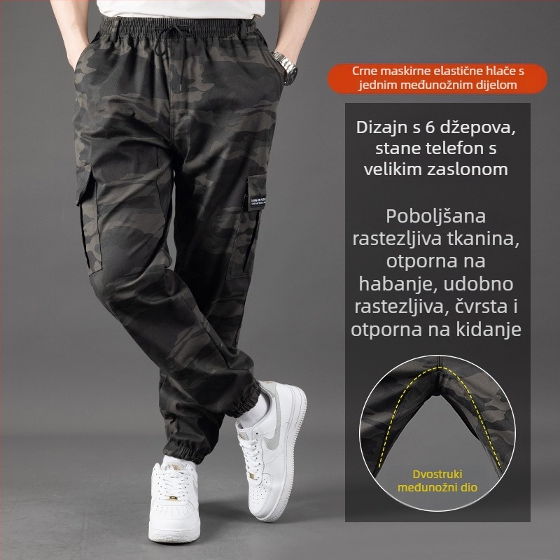 Muške radne hlače s elastanom, opuštenog kroja, izdržljive za rad na otvorenom, casual radne hlače s manžetama