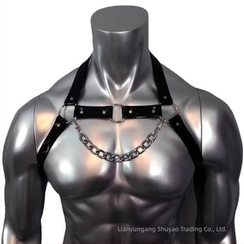 Muške fetiš donje rublje s kaiševima i lancima, erotična uniforma, poliester 90–95%