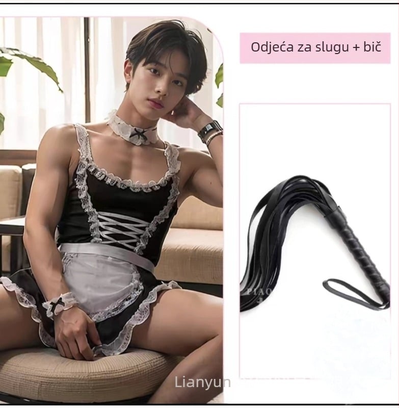 Muške fetiš donje rublje s kaiševima i lancima, erotična uniforma, poliester 90–95%