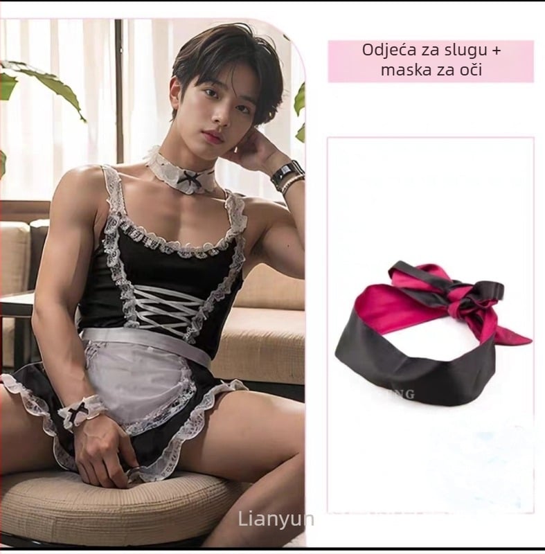 Muške fetiš donje rublje s kaiševima i lancima, erotična uniforma, poliester 90–95%