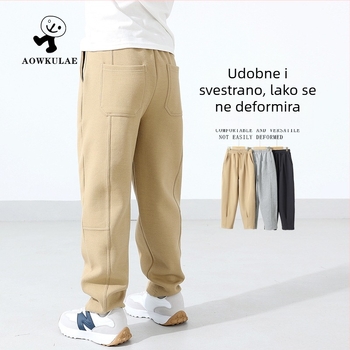 Dječje hlače za sport u korejskom stilu, Pearl Cube pamuk 85%, srednji pojas, za dječake iznad 8 godina.