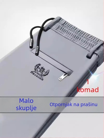 Muške hlače poslovno casual s kaišem, srednji pojas, ravni kroj, prozračne, brzo sušeće poliester