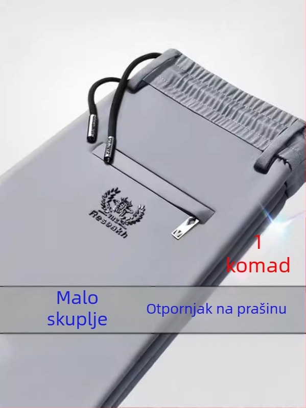 Muške hlače poslovno casual s kaišem, srednji pojas, ravni kroj, prozračne, brzo sušeće poliester