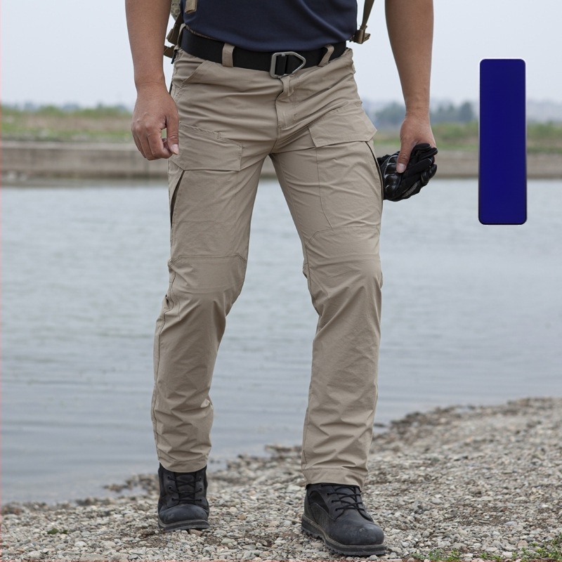 Muške taktičke hlače, najlonske, elastične, brzo sušeće, proljeće, s više džepova, cargo stil