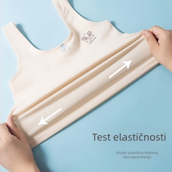 Pamučna dječja potkošulja u stilu vest, za djevojčice 9–13 godina, potpuno košarice, tanke oblikovane košarice, bez žice, čvrste dvostruke naramenice, prozračan udoban