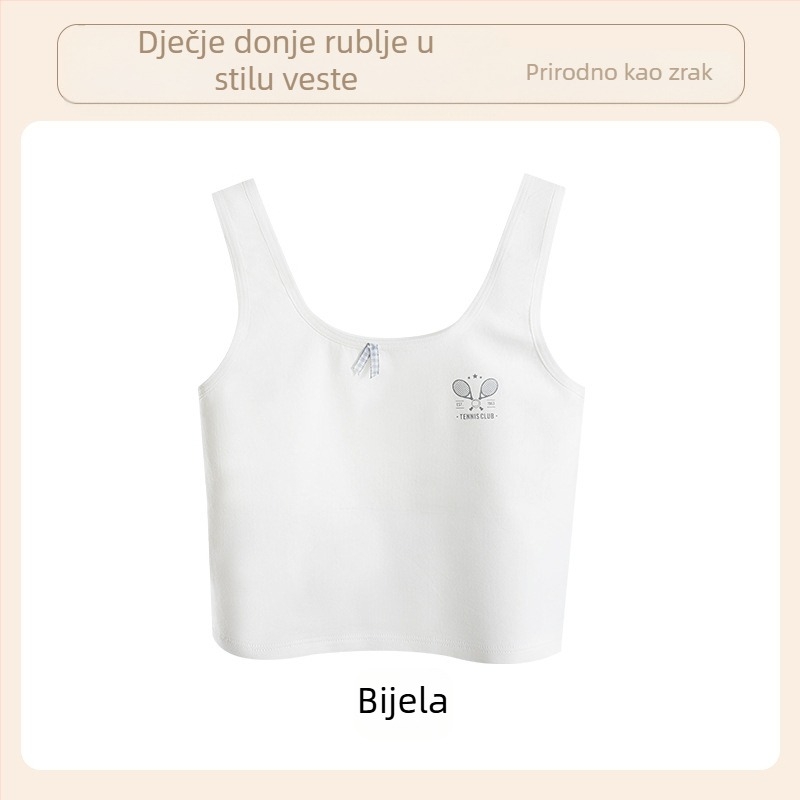 Pamučna dječja potkošulja u stilu vest, za djevojčice 9–13 godina, potpuno košarice, tanke oblikovane košarice, bez žice, čvrste dvostruke naramenice, prozračan udoban