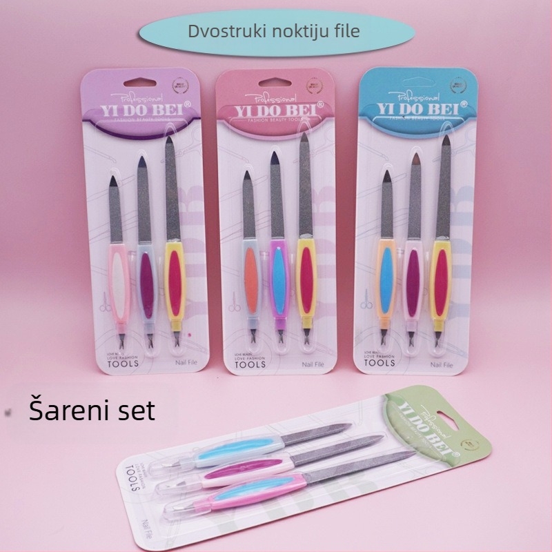 Dvostruki pilnik za nokte od nehrđajućeg čelika, dvostrani, grubo i fino zrno, višestruki dizajn