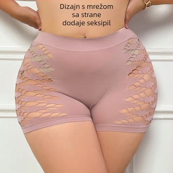 Ženske bezšivne boxerice s visokim strukom, prozračne, najlon 90–95%, podstava za međunožje od pamuka, lift efekt