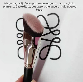 Četkica za puder s drvenom drškom, sintetička vlakna, jednopakiranje, u vrećici