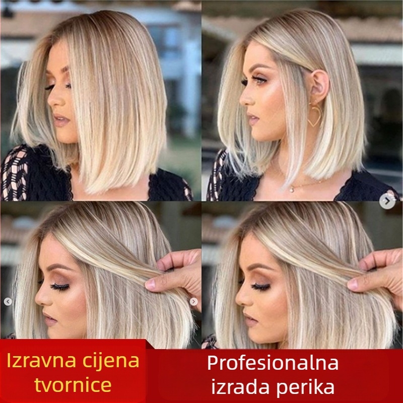 Perika kratke ravne kose, vlakno otporno na visoke temperature, model F1161, mehanizam procesa, King Wing