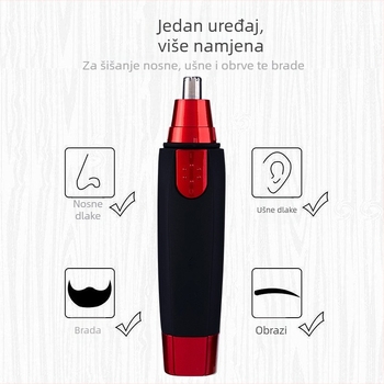Električni trimer za nos za muškarce – ABS kućište, odvojiva i periva glavica za rezanje, napajanje батаријом