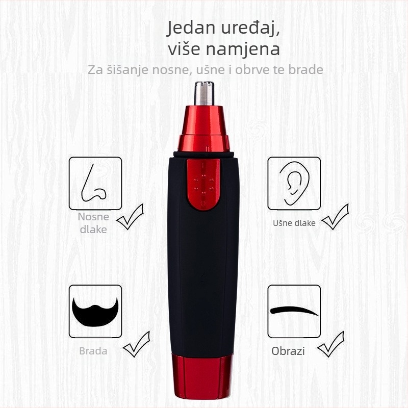 Električni trimer za nos za muškarce – ABS kućište, odvojiva i periva glavica za rezanje, napajanje батаријом