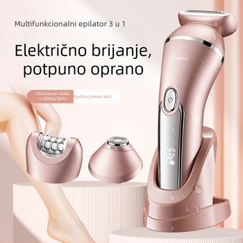 Hatteker 3-u-1 električni epilator za žene – za cijelo tijelo, glava od nehrđajućeg čelika, ABS kućište, mokro i suho korištenje