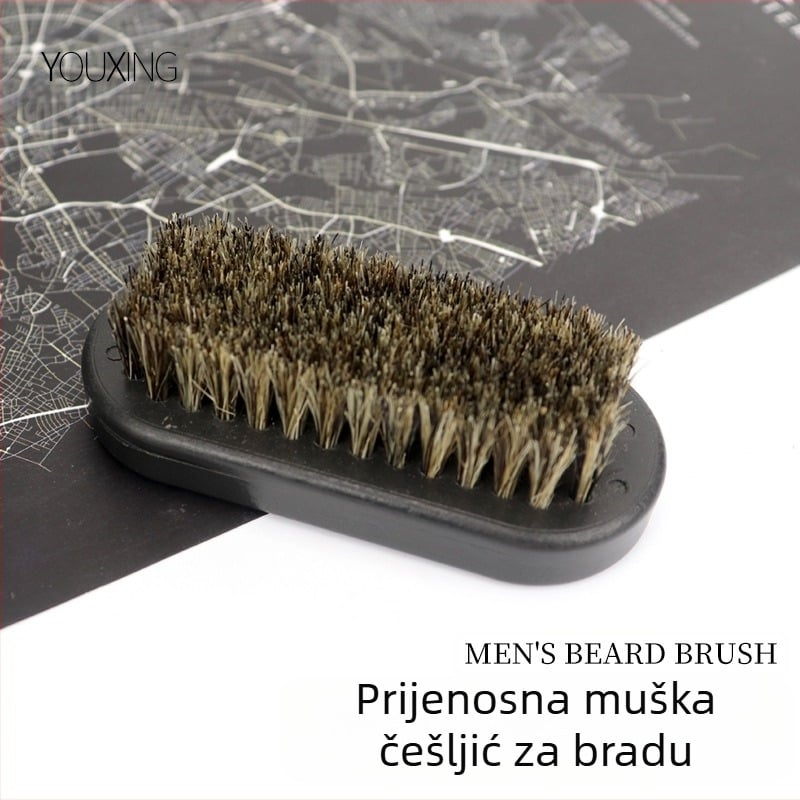 Četka za bradu, prijenosna s plastičnom drškom, 1 kom., materijal: štetina – smola + štetine, duljina štetina 3 cm