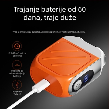 Električni brijač s rotirajućom glavom i dvostrukim oštricama, motor bez četkica, ugrađena baterija 500–800 mAh, do 40 minuta rada, punjivi, periva glava