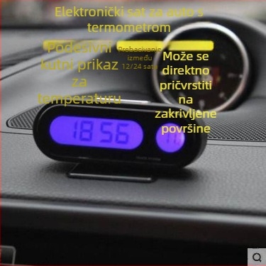 Town Head automobilni digitalni sat s mjerenjem temperature i vlage, aksijalni tip, plastično kućište