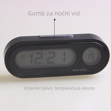 Town Head automobilni digitalni sat s mjerenjem temperature i vlage, aksijalni tip, plastično kućište