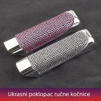 Dekorativni poklopac ručne kočnice s dijamantnim ugradnjama i uzorkom karbonskih vlakana, sjajna crna