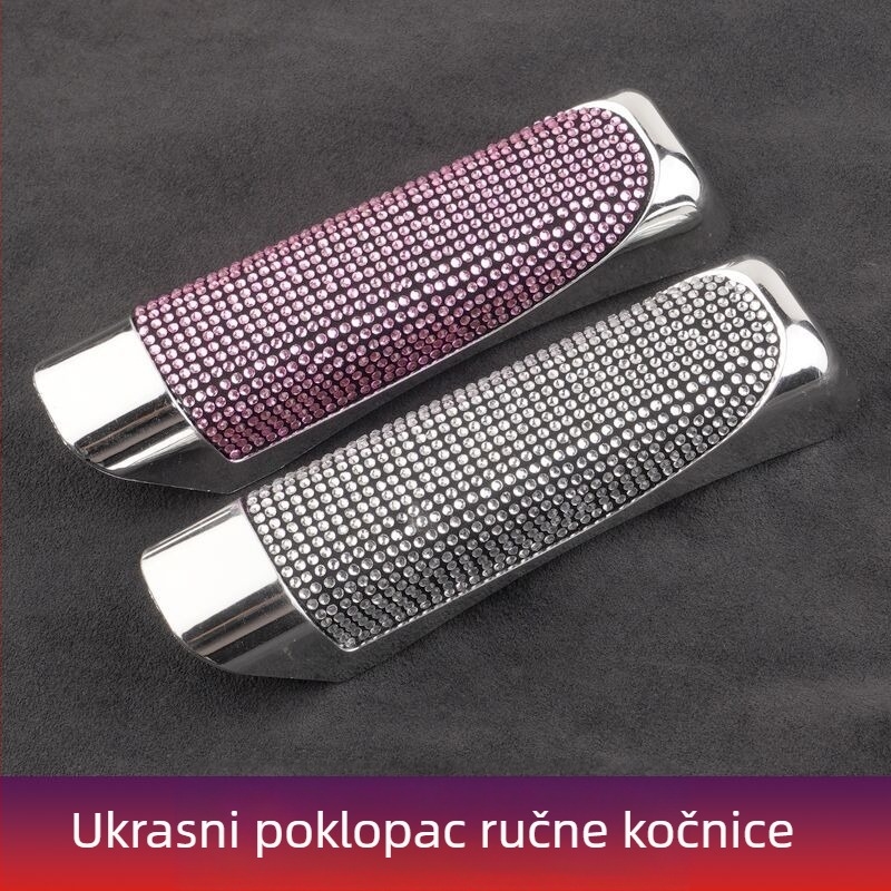 Dekorativni poklopac ručne kočnice s dijamantnim ugradnjama i uzorkom karbonskih vlakana, sjajna crna