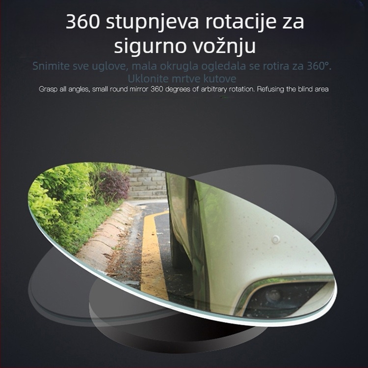 Automobilski retrovizor, 360° podesiv, malo kružno ogledalo, ogledalo za mrtve kutove, širokokutni retrovizor za vožnju unazad, staklo bez okvira