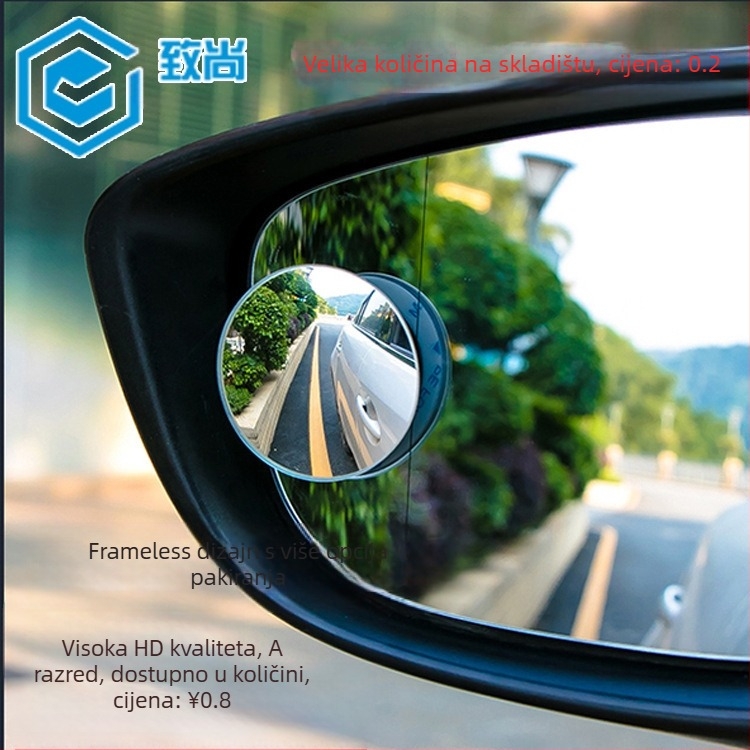 Automobilski retrovizor, 360° podesiv, malo kružno ogledalo, ogledalo za mrtve kutove, širokokutni retrovizor za vožnju unazad, staklo bez okvira