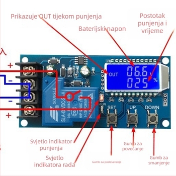 XY-L30A Modul za upravljanje napajanjem baterije s digitalnom zaštitom od prepunjenja, 6-60V